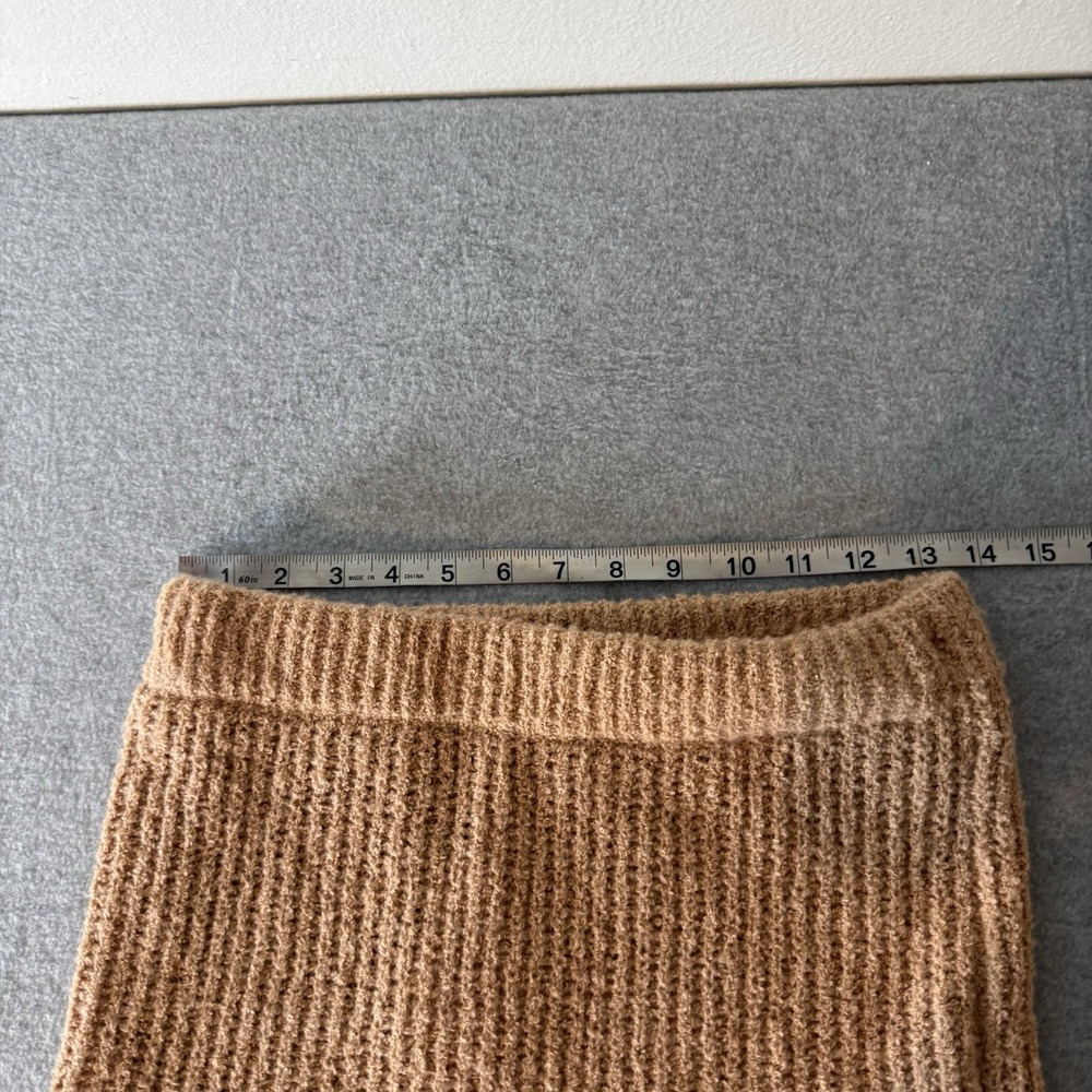 New Mango Rib Flare Beige Soft Midi Pull On Skirt Minimalist Women's Small - Picture 9 of 12